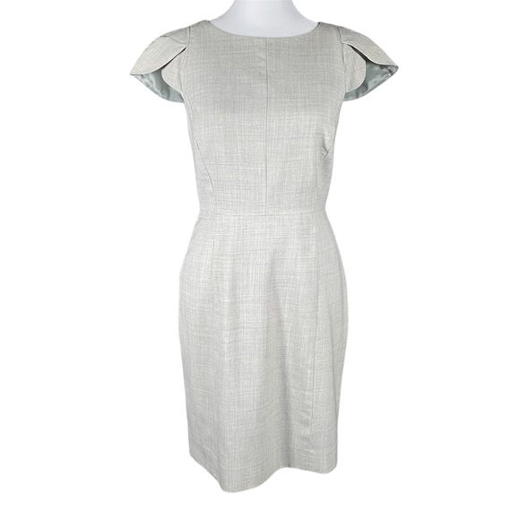 J. Crew Cap Sleeve Fitted Minimalist Old Money Dress 100% Wool, Light Gray Sz 2P - Picture 2 of 11